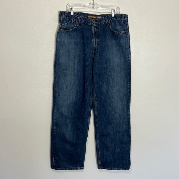 Levi's Silvertab Low & Loose Jeans Men's 36 Blue 5 Pocket Zip Rigid Denim Y2K - Picture 5 of 15